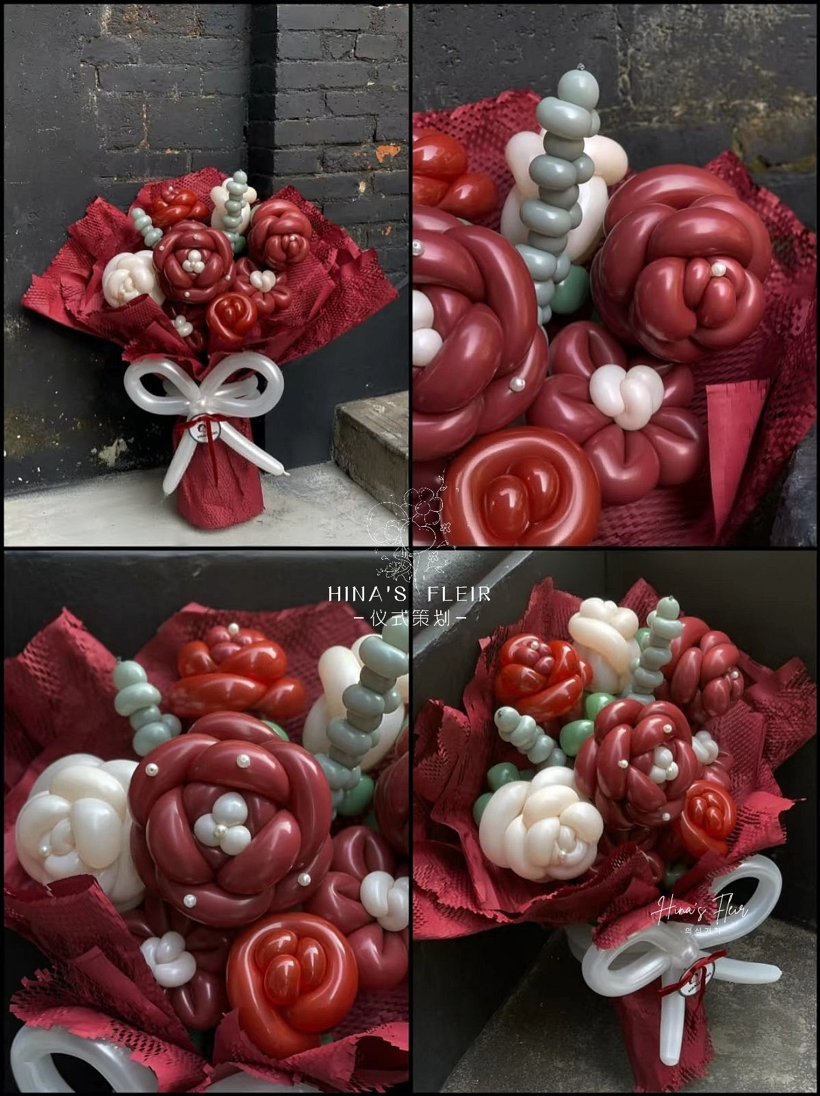 Crimson Grace – Retro Camellia Balloon Bouquet